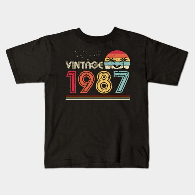 Vintage 1987 Limited Edition 34th Birthday Gift 34 Years Old Kids T-Shirt by Penda